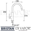 Bristan Melba Sink Mixer Kitchen Tap Dimensions